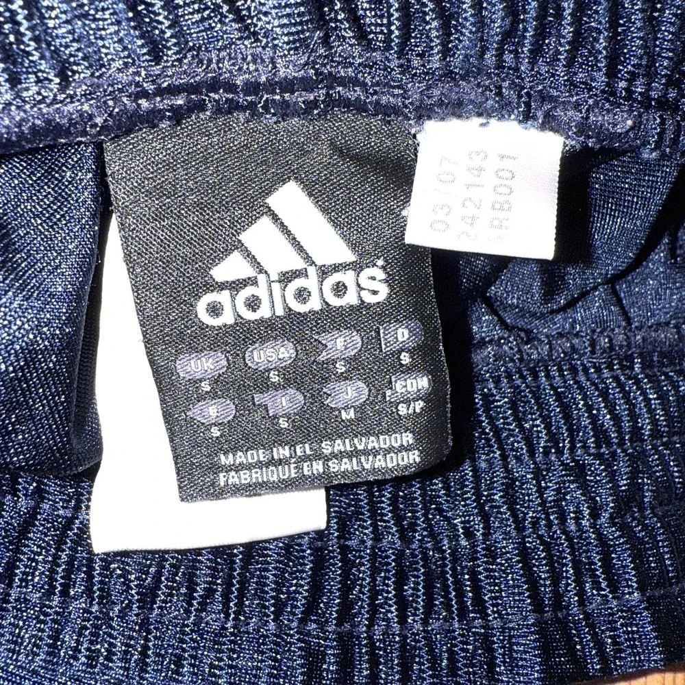 Vintage Adidas Shorts Mens Small Shiny Dazzle Soccer Y2K Blue 3 Stripe Football